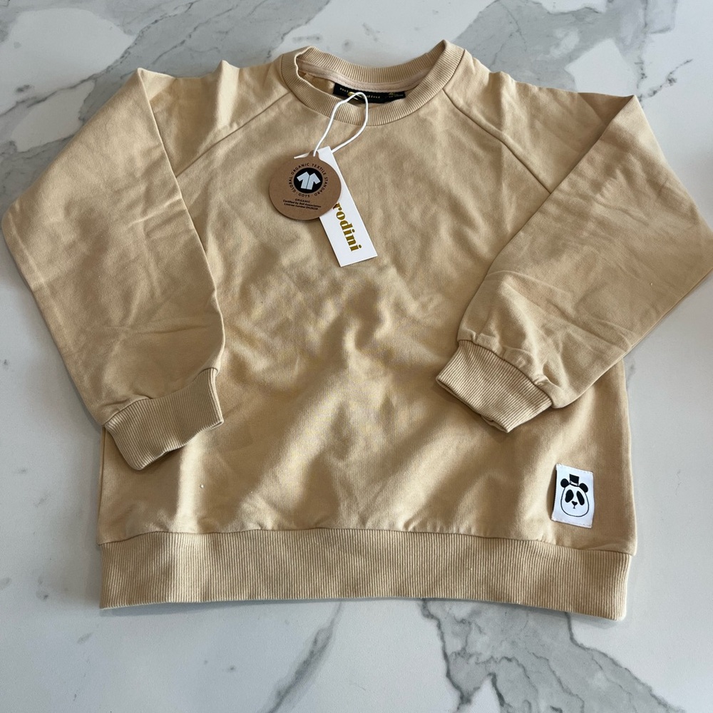 Mini rodini beige Kids Sweatshirt with Panda Patch